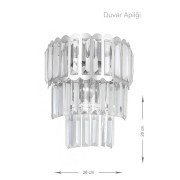 Avizemoda Lora Kristal Cam Taşlı Lüks Aplik - (GÜMÜŞ YALDIZ)