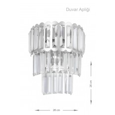 Avizemoda Lora Kristal Cam Taşlı Lüks Aplik - (GÜMÜŞ YALDIZ)