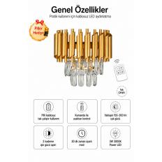 Palmira Prizma Kesim Kristal Taşlı PİLLİ KUMANDALI Lüks Aplik - ( Sarı - Yaldız )