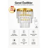 Linsa Kristal Taşlı Lüks PİLLİ KUMANDALI Aplik - (Sarı-yaldız)