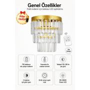 Linsa Kristal Taşlı Lüks PİLLİ KUMANDALI Aplik - (Sarı-yaldız)