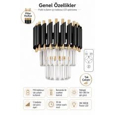 Palmira Kristal Taşlı Lüks PİLLİ KUMANDALI Aplik - ( Siyah - Gold)