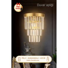 Desina Kristal Taşlı Lüks PİLLİ KUMANDALI Aplik - (Sarı-yaldız)