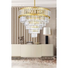 Avizemoda Lora 55 Cm'lik Kristal Cam Taşlı Lüks Avize - (sarı Yaldız)