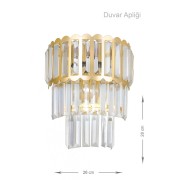 Avizemoda Lora Kristal Cam Taşlı Lüks Aplik - (sarı Yaldız)