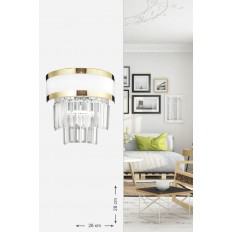 Avizemoda Dora Gold Şeritli Kristal Taşlı Lüks Aplik (beyaz-gold)