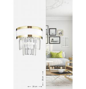 Avizemoda Dora Gold Şeritli Kristal Taşlı Lüks Aplik (beyaz-gold)