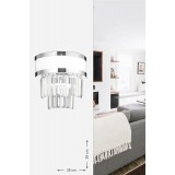 Avizemoda Dora Krom Şeritli Kristal Taşlı Lüks Aplik (beyaz-krom)