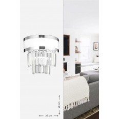 Avizemoda Dora Krom Şeritli Kristal Taşlı Lüks Aplik (beyaz-krom)