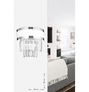 Avizemoda Dora Krom Şeritli Kristal Taşlı Lüks Aplik (beyaz-krom)