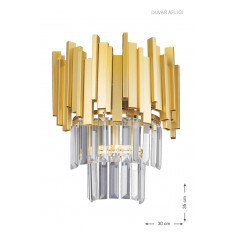 Avizemoda Sima Kristal Cam Taşlı Lüks Aplik - (sarı Yaldız)