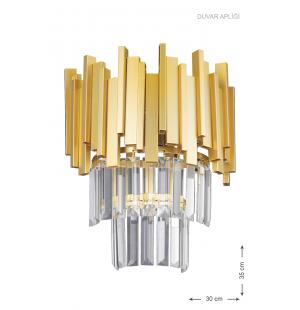 Avizemoda Sima Kristal Cam Taşlı Lüks Aplik - (sarı Yaldız)