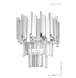 Avizemoda Sima Kristal Cam Taşlı Lüks Aplik - (gümüş Yaldız)