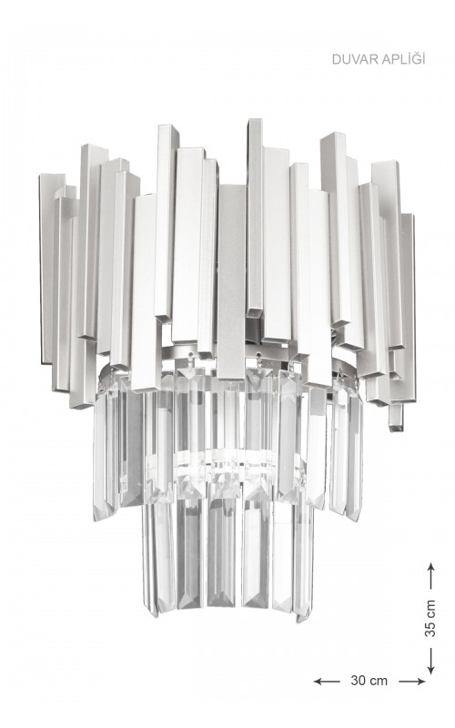 Avizemoda Sima Kristal Cam Taşlı Lüks Aplik - (gümüş Yaldız)