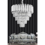 Avizemoda Palmira 45'lik Kristal Taşlı Lüks Avize - (gümüş-yaldız)