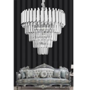 Avizemoda Palmira 45'lik Kristal Taşlı Lüks Avize - (gümüş-yaldız)