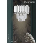 Avizemoda Palmira Kristal Taşlı Lüks Aplik - ( Gümüş - Yaldız )