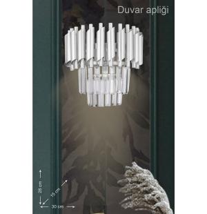Avizemoda Palmira Kristal Taşlı Lüks Aplik - ( Gümüş - Yaldız )