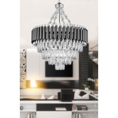 Avizemoda Palmira 55'lik Prizma Kesim Kristal Taşlı Lüks Avize - (siyah-krom)