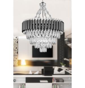 Avizemoda Palmira 55'lik Prizma Kesim Kristal Taşlı Lüks Avize - (siyah-krom)