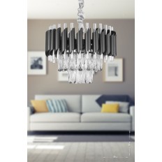 Avizemoda Palmira 35'lik Prizma Kesim Kristal Taşlı Lüks Avize - ( Siyah - Krom )