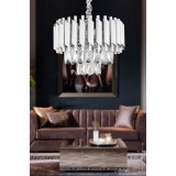 Avizemoda Palmira 35'lik Prizma Kesim Kristal Taşlı Lüks Avize - (GÜMÜŞ-YALDIZ)