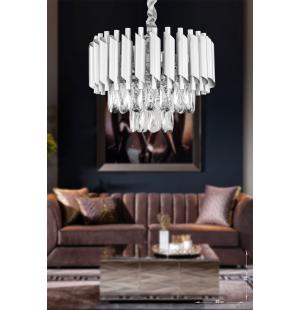 Avizemoda Palmira 35'lik Prizma Kesim Kristal Taşlı Lüks Avize - (GÜMÜŞ-YALDIZ)