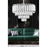 Avizemoda Palmira 45'lik Prizma Kesim Kristal Taşlı Lüks Avize - (gümüş-yaldız)