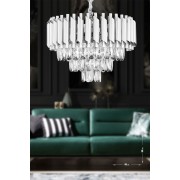 Avizemoda Palmira 45'lik Prizma Kesim Kristal Taşlı Lüks Avize - (gümüş-yaldız)