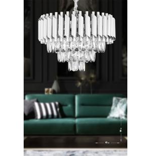 Avizemoda Palmira 45'lik Prizma Kesim Kristal Taşlı Lüks Avize - (gümüş-yaldız)