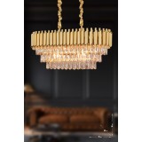 Avizemoda Palmira 75x35 Cm'lik 3 Katlı Prizma Kesim Kristal Taşlı Lüks Avize 6'lı - (sarı-yaldız)