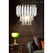 Avizemoda Palmira Prizma Kesim Kristal Taşlı Lüks Aplik - (gümüş-yaldız)