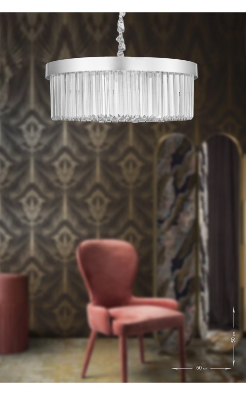 Avizemoda Desina 50'lik Kristal Taşlı Lüks Avize - (gümüş-yaldız)