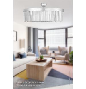 Avizemoda Desina 60'lık Kristal Taşlı Lüks Avize - (gümüş-yaldız)