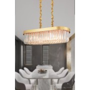 Avizemoda Desina 70x30'luk Kristal Taşlı Lüks Yemek Masası Üstü Avize - (sarı-yaldız)