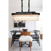 Avizemoda Desina 70x30'luk Kristal Taşlı Lüks Yemek Masası Üstü Avize - (siyah)