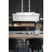 Avizemoda Desina 70x30'luk Kristal Taşlı Lüks Yemek Masası Üstü Avize - (gümüş-yaldız)