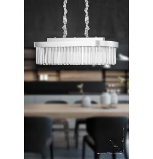 Avizemoda Desina 70x30'luk Kristal Taşlı Lüks Yemek Masası Üstü Avize - (gümüş-yaldız)