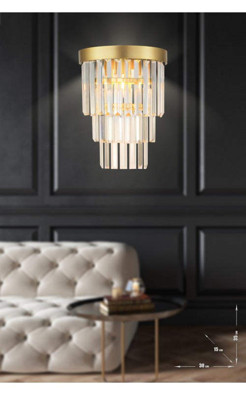 Avizemoda Desina Kristal Taşlı Lüks Aplik - (sarı-yaldız)