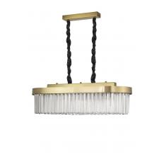 Avizemoda Desina 70x30'luk Kristal Taşlı Lüks Yemek Masası Üstü Avize - (eskitme Kaplama)