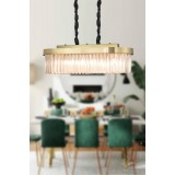 Avizemoda Desina 70x30'luk Kristal Taşlı Lüks Yemek Masası Üstü Avize - (eskitme Kaplama)