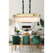 Avizemoda Desina 70x30'luk Kristal Taşlı Lüks Yemek Masası Üstü Avize - (eskitme Kaplama)