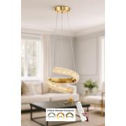 Avizemoda Milly 30 cm Dimmer Kumandalı 3 Renk Ledli (Sarı-Beyaz-Gün Işığı) Modern Akrilik Avize -Gold