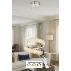 Avizemoda Milly 30 cm Dimmer Kumandalı 3 Renk Ledli (Sarı-Beyaz-Gün Işığı) Modern Akrilik Avize -Krom