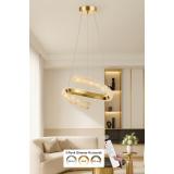Avizemoda Milly 40 cm Dimmer Kumandalı 3 Renk Ledli (Sarı-Beyaz-Gün Işığı) Modern Akrilik Avize - Gold
