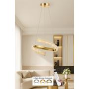 Avizemoda Milly 40 cm Dimmer Kumandalı 3 Renk Ledli (Sarı-Beyaz-Gün Işığı) Modern Akrilik Avize - Gold