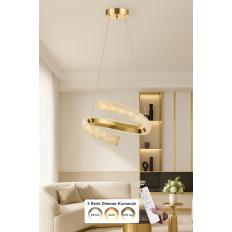 Avizemoda Milly 40 cm Dimmer Kumandalı 3 Renk Ledli (Sarı-Beyaz-Gün Işığı) Modern Akrilik Avize - Gold