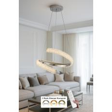 Avizemoda Milly 40 cm Dimmer Kumandalı 3 Renk Ledli (Sarı-Beyaz-Gün Işığı) Modern Akrilik Avize -Krom