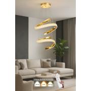 Avizemoda Milly 50+40 cm Dimmer Kumandalı 3 Renk Ledli (Sarı-Beyaz-Gün Işığı) Modern Akrilik Avize -Gold