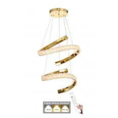 Avizemoda Milly 50+40 cm Dimmer Kumandalı 3 Renk Ledli (Sarı-Beyaz-Gün Işığı) Modern Akrilik Avize -Gold